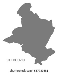 Sidi BouzidTunisia Map in grey