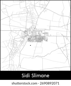 Sidi Slimane city map, Morocco - Topographic vector map poster