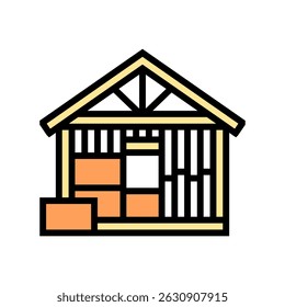 siding frame wood frame house color icon vector. siding frame wood frame house sign. isolated symbol illustration