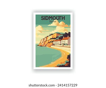 Sidmouth, Devon. Afiches de Viajes Vintage. Arte vectorial. Famosos destinos turísticos afiches pinturas artísticas arte y juego de impresión Resumen viajes para excursionistas Campers Salón Decoración