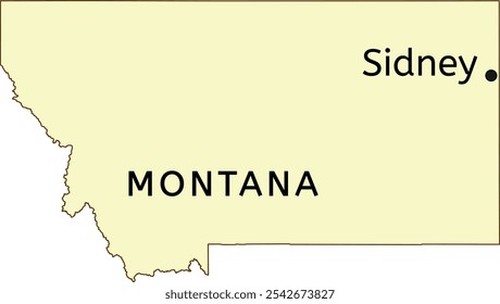 Sidney city location on Montana state map