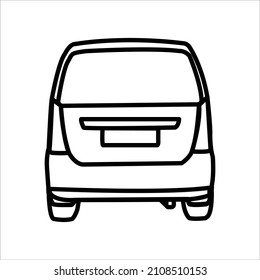 Sidoarjo, Indonesia-18 Jan 2022: Suzuki Wagon The Passenger Car Line Art Back View. Perfect Use For Presentation Or Web Design.