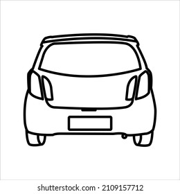 Sidoarjo, Indonesia-19 Jan 2022: Astra Daihatsu Ayla The Passenger Car Line Art Back View. Perfect Use For Poster, Presentation Or Web Design.