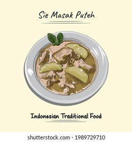 Sie Masak Puteh Original Khas Aceh Sketch And Vector Style, Traditional Food From Aceh, Good to use for restaurant menu, Indonesian food recipe book, and food content.