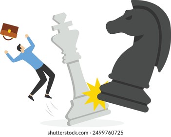 Siege in a business planning chess game, Vector illustration in flat style

