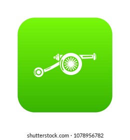 Siege gun icon green vector isolated on white background