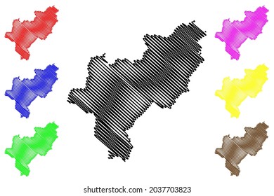 Siegen-Wittgenstein district (Federal Republic of Germany, State of North Rhine-Westphalia, NRW, Arnsberg region) map vector illustration, scribble sketch Siegen Wittgenstein map