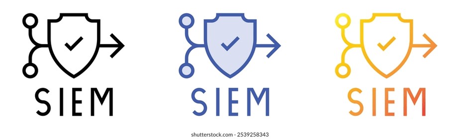 siem icon. Linear, Blue Fill and Gradient Style Design Isolated On White Background