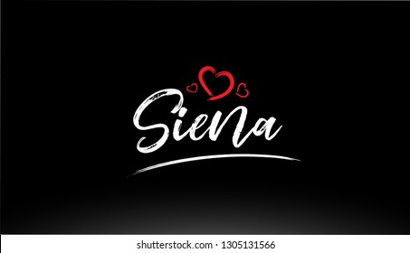 siena city hand written text with red heart suitable for logo or typography design