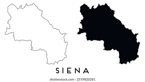 Siena map outline and black silhouette vector