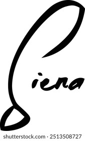 Siena Name Of Baby Girl Cursive Typography Hand Written Brush Text