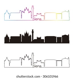 Siena skyline linear style with rainbow in editable vector file