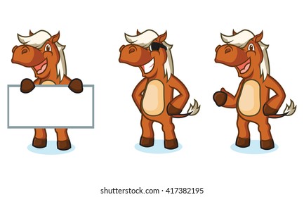 Sienna Horse Mascot happy, pose and bring board
