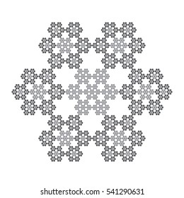 Sierpinski Hexagon with center - Fourth iteration (Fractal, geometric, vector, editable) Grey
