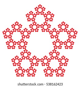 Sierpinski Pentagon 4th iteration Pentaflake without center, fractal, vector, snowflake, red