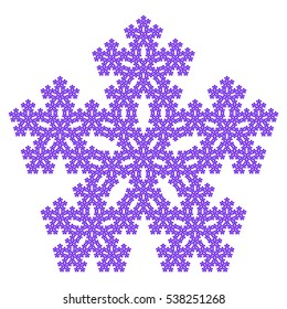 Sierpinski Pentagon Fifth Iteration Pentaflake with center, fractal, vector, snowflake complex pattern, purple