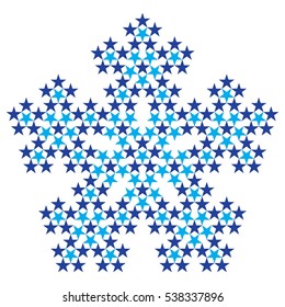 Sierpinski STAR Third Iteration Pentaflake with center, fractal, vector, snowflake complex pattern, white background
