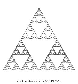 Sierpinski Triangle using shuriken shape, without center, fractal, vector - Sixth iteration (Vector, editable) Black