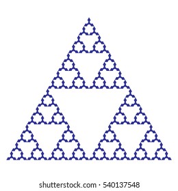 Sierpinski Triangle using shuriken shape, without center, fractal, vector - Fourth iteration (Vector, editable) Blue