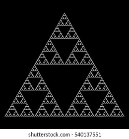 Sierpinski Triangle using shuriken shape, without center, fractal, vector - Sixth iteration (Vector, editable) White