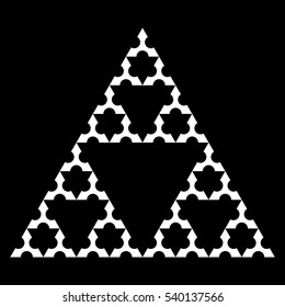 Sierpinski Triangle using shuriken shape, without center, fractal, vector - Third iteration (Vector, editable) White
