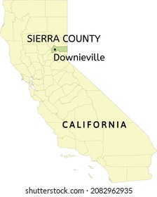 Sierra County and census-designated place of Downieville location on California state map