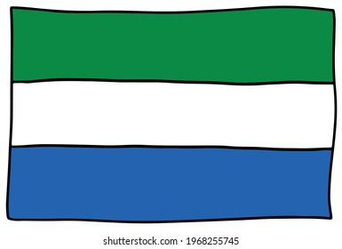 Sierra Leon flag Doodle Hand drawing sketch simple vector illustration 