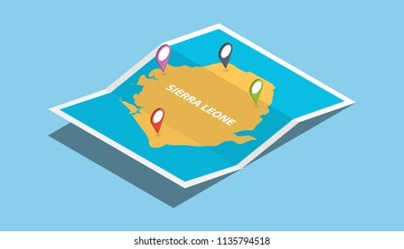 sierra leone africa explore maps with isometric style and pin location tag on top vector illustration