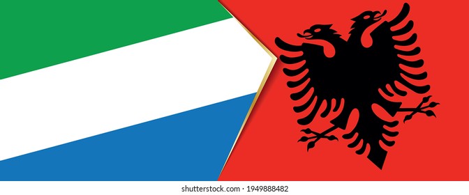 Sierra Leone and Albania flags, two vector flags symbol of relationship or confrontation.