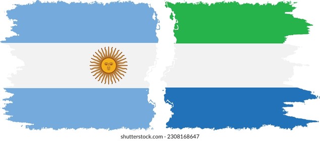 Sierra Leone and Argentina grunge flags connection, vector