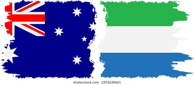 Sierra Leone and Australia grunge flags connection, vector