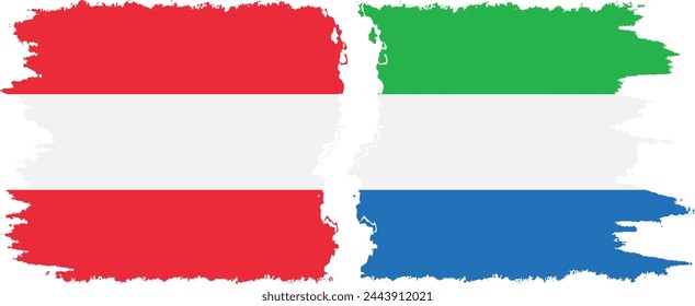 Sierra Leone and Austria grunge flags connection, vector