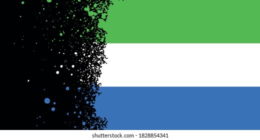 Sierra Leone. Background with a flag. Close-up with an uneven edge. A cropped, torn brushstroke. National symbol.