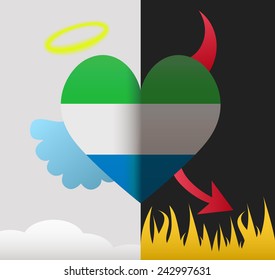 Sierra Leone background of a heart half demon half angel