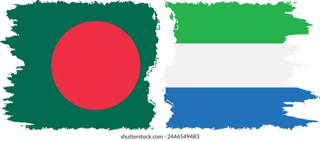 Sierra Leone and Bangladesh grunge flags connection, vector