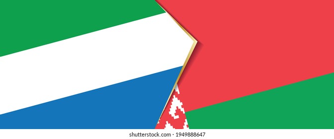 Sierra Leone and Belarus flags, two vector flags symbol of relationship or confrontation.