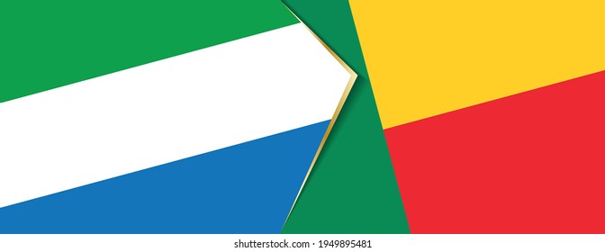 Sierra Leone and Benin flags, two vector flags symbol of relationship or confrontation.