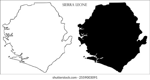 Sierra Leone Blank Map, Sierra Leone Map Outline Vector Images