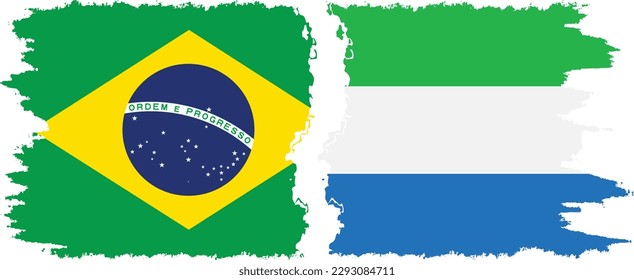 Sierra Leone and Brazil grunge flags connection, vector