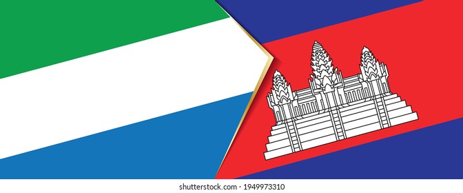 Sierra Leone and Cambodia flags, two vector flags symbol of relationship or confrontation.