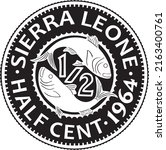 sierra leone coin with two fish handmade silhouette logo