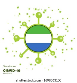 Sierra Leone Coronavius Flag Awareness Background. Stay home, Stay Healthy. Take care of your own health. Pray for Country