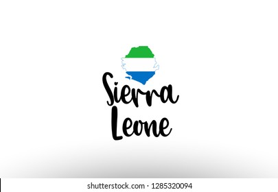 Sierra Leone country big text with flag inside map suitable for a logo icon design