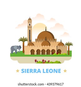 Sierra Leone country design template. Flat cartoon style historic sight showplace web site vector illustration. World vacation travel sightseeing Africa African collection. Freetown Central Mosque.