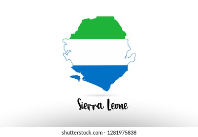 Sierra Leone country flag inside country border map design suitable for a logo icon design