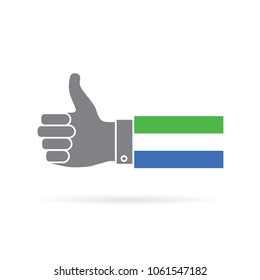 Sierra Leone country flag thumbs up vector icon