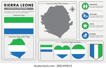 Sierra Leone Country Map Flag Infographic Vector Illustration Set