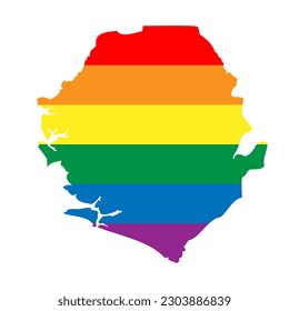 Sierra Leone country silhouette. Country map silhouette in rainbow colors of LGBT flag.