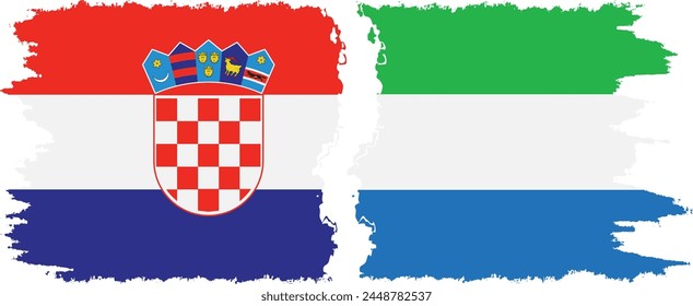 Sierra Leone and Croatia grunge flags connection, vector