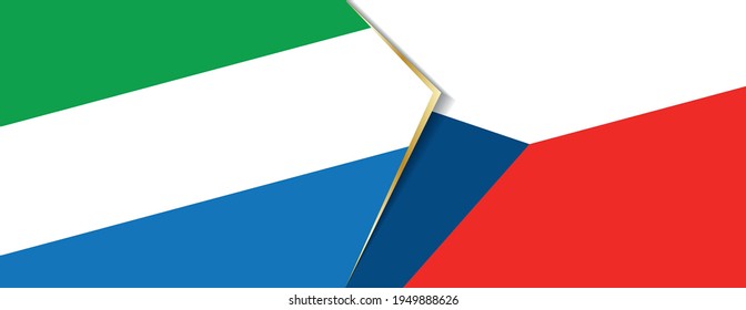 Sierra Leone and Czech Republic flags, two vector flags symbol of relationship or confrontation.